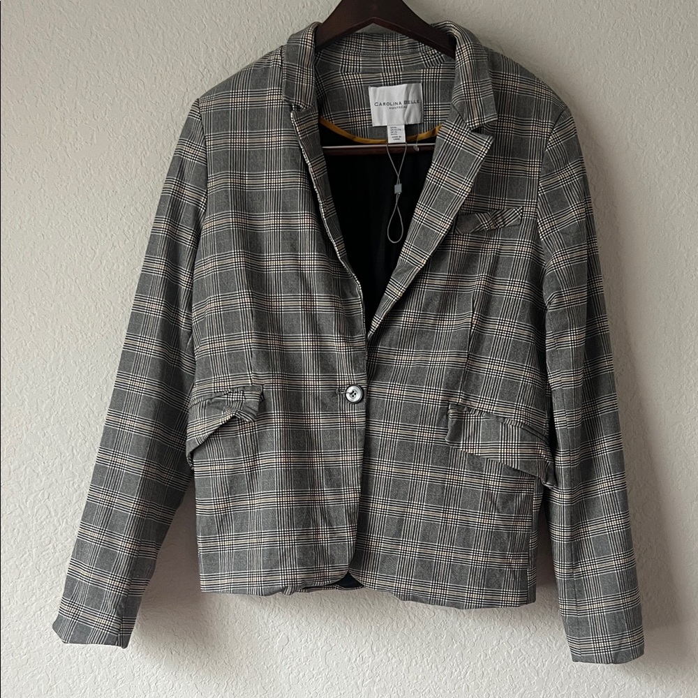 Carolina Belle Black and White Checkered Blazer
